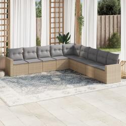 vidaXL 9 részes bézs polyrattan kerti ülőgarnitúra párnákkal (3219079)
