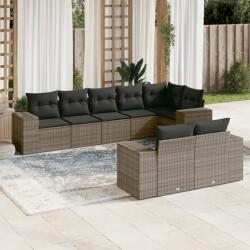 vidaXL 8 részes szürke polyrattan kerti ülőgarnitúra párnákkal (3255157)