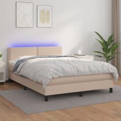 vidaXL cappuccino színű műbőr rugós ágy matraccal és LED-del 140x190cm (3134164)