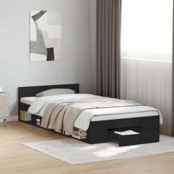 vidaXL fekete szerelt fa ágykeret fiók 75x190 cm (3280805)