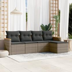 vidaXL 5 részes szürke polyrattan kerti ülőgarnitúra párnákkal (3225920)