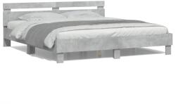 vidaXL betonszürke ágykeret fejtámlával és LED-del 180 x 200 cm (3207528)