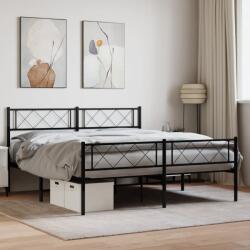 vidaXL fekete fém ágykeret fej- és lábtámlával 140 x 190 cm (372295)