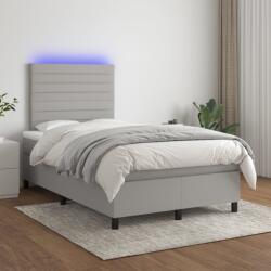 vidaXL világosszürke szövet rugós és LED-es ágy matraccal 120 x 200 cm (3134941)