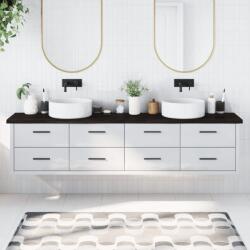vidaXL sötétbarna kezelt tömör fa fürdőszobai pult 220x40x(2-4) cm (3156275)