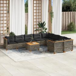 vidaXL 10 részes szürke polyrattan kerti ülőgarnitúra párnákkal (3262011) - vidaxl