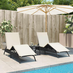 vidaXL 2 db fekete polyrattan napozóágy párnával (3261578)