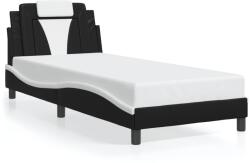 vidaXL fekete és fehér műbőr ágykeret LED-világítással 90 x 200 cm (3213999)
