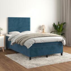 vidaXL sötétkék bársony rugós ágy matraccal 120 x 200 cm (3142957)