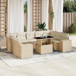 vidaXL 10 részes bézs polyrattan kerti ülőgarnitúra párnával (3269368)