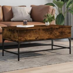 vidaXL füstös tölgy szerelt fa és fém dohányzóasztal 100 x 50 x 45 cm (845398)