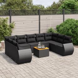 vidaXL 10 részes fekete polyrattan kerti ülőgarnitúra párnákkal (3257476) - vidaxl