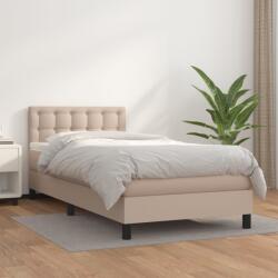 vidaXL cappuccino színű műbőr rugós ágy matraccal 90 x 200 cm (3141106)