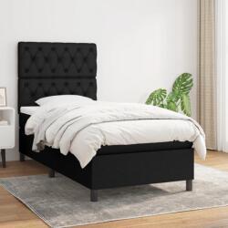 vidaXL fekete szövet rugós ágy matraccal 80 x 200 cm (3141971)