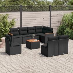 vidaXL 9 részes fekete polyrattan kerti ülőgarnitúra párnákkal (3226048)