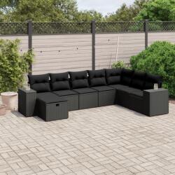 vidaXL 8 részes fekete polyrattan kerti ülőgarnitúra párnákkal (3264511) - vidaxl