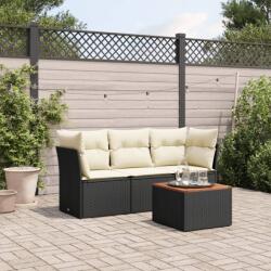 vidaXL 4 részes fekete polyrattan kerti ülőgarnitúra párnákkal (3255797)
