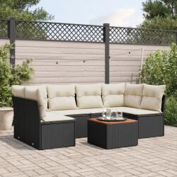 vidaXL 7 részes fekete polyrattan kerti ülőgarnitúra párnával (3255888)