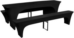 vidaXL 3 db nyújtható védőhuzat sör asztalnak és padnak 220x50x80cm fekete (130794)