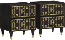 vidaXL 2 db tömör mangófa éjjeliszekrény 40 x 33 x 46 cm (358319)