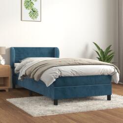 vidaXL sötétkék bársony rugós ágy matraccal 100 x 200 cm (3127539)