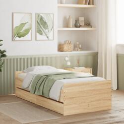 vidaXL sonoma tölgy színű műfa ágykeret fiókokkal 90 x 200 cm (3207373)