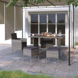 vidaXL 4 részes szürke kerti polyrattan szék- és zsámolyszett (310611) - vidaxl