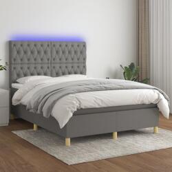 vidaXL sötétszürke szövet rugós és LED-es ágy matraccal 140x190 cm (3135670)