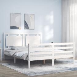 vidaXL fehér tömör fa ágykeret fejtámlával King Size (3194057)