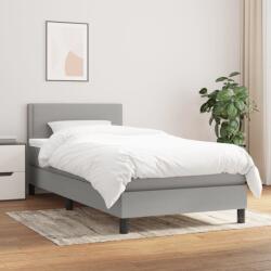 vidaXL világosszürke szövet rugós ágy matraccal 100 x 200 cm (3139953)