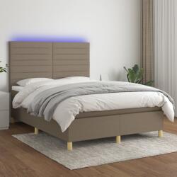vidaXL tópszínű szövet rugós és LED-es ágy matraccal 140x200 cm (3135521)