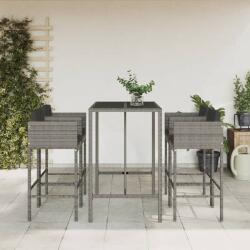 vidaXL 5 részes szürke polyrattan kerti bárszett párnával (3203925)