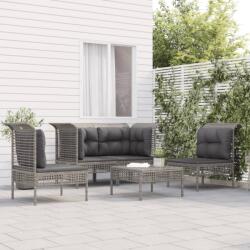 vidaXL 5 részes szürke polyrattan kerti ülőgarnitúra párnákkal (3187485)