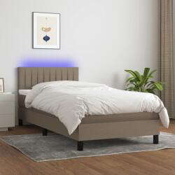 vidaXL tópszínű szövet rugós és LED-es ágy matraccal 90x190 cm (3133281)