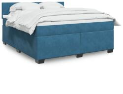 vidaXL kék bársony rugós ágy matraccal 180 x 200 cm (3288676)