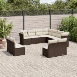 vidaXL 11 részes barna polyrattan kerti ülőgarnitúra párnákkal (3217823)