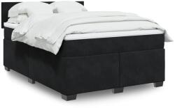 vidaXL fekete bársony rugós ágy matraccal 140x200 cm (3288626)