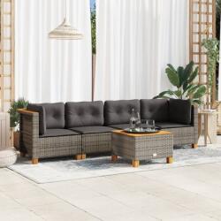 vidaXL 5 részes szürke polyrattan kerti ülőgarnitúra párnákkal (3261726)