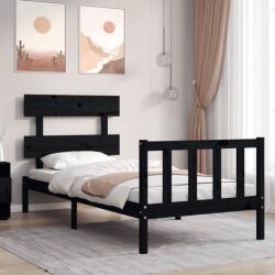 vidaXL fekete tömör fa ágykeret fejtámlával 100 x 200 cm (3193265)