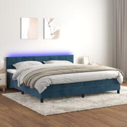vidaXL sötétkék bársony rugós és LED-es ágy matraccal 200x200 cm (3134427)