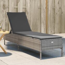 vidaXL szürke polyrattan napozóágy párnával (4002721) - vidaxl