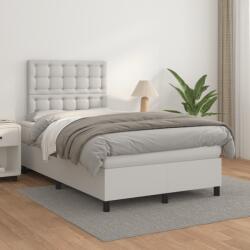 vidaXL fehér műbőr rugós ágy matraccal 120 x 200 cm (3142834)