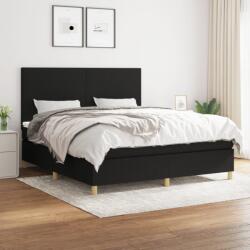 vidaXL fekete szövet rugós ágy matraccal 180 x 200 cm (3142195)