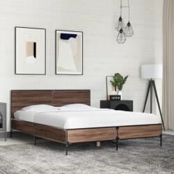 vidaXL barna tölgyszínű szerelt fa és fém ágykeret 140 x 200 cm (3280001)