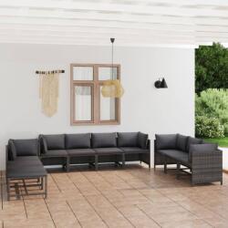 vidaXL 10 részes szürke polyrattan kerti ülőgarnitúra párnákkal (3059774)