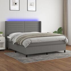 vidaXL sötétszürke szövet rugós és LED-es ágy matraccal 160x200 cm (3138406)