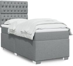vidaXL világosszürke szövet rugós ágy matraccal 80 x 200 cm (3292622)