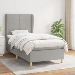 vidaXL világosszürke szövet rugós ágy matraccal 90 x 200 cm (3128493)
