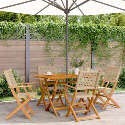 vidaXL 4 db bézs polyrattan és tömör fa összecsukható kerti szék (3214562) - vidaxl