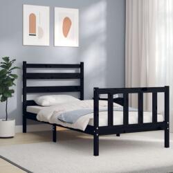 vidaXL fekete tömör fa ágykeret fejtámlával 100 x 200 cm (3192030)